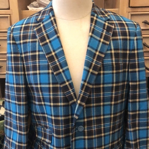 Biarelli Men’s Sport Jacket Blazer Plaid Italian Wool Blend Size Medium - Picture 2 of 11